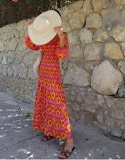 ZARA COTTON FLORAL SMOCKED OFF SHOULDER MIDI TUNIC BOHO HOLIDAY DRESS NEW SIZE S