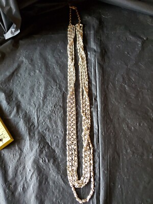 Coro Necklace Silvertone 5 Strand adjustable  15'' - 16'' drop good condition 