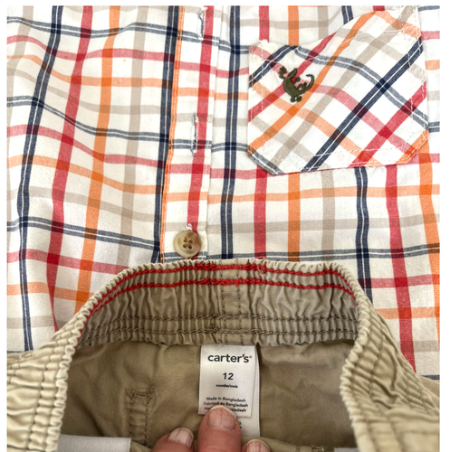 Toddler BOYS outfit LOT~size 12 months~3 Outfits Cotton Shorts Dress Shirts T - Picture 13 of 18