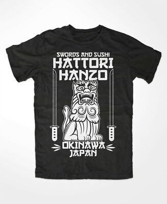 Hattori Hanzo T-Shirt Schwarz Swords and Sushi,Kill Bill,Okinawa japan,tarantino