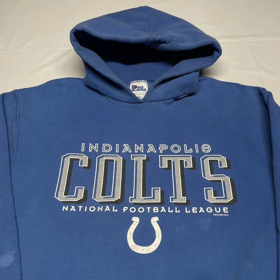 Vintage 90s Indianapolis Colts Hoodie Mens Large NFL Football Hip Hop Hipster - Image 2 of 4