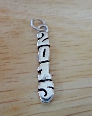 Sterling Silver 24x3mm Birth Anniversary Graduation 2015 Vertical Charm