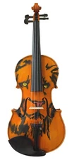 Lion Spirit Golden Eyes Violin 4/4 w Brazilwood Bow Case Rosin Strings Setup
