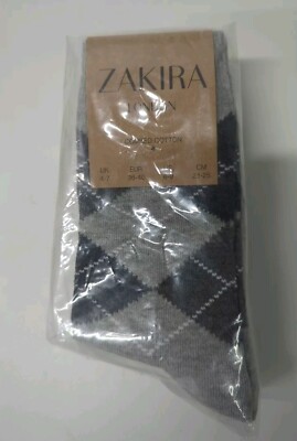 ZAKIRA Finest Combed Cotton Argyle Dress Socks for Men, Women 5 Pair New Gray 