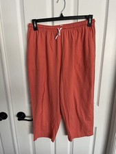 Blair Women's Elastic Waist Pull On Pants Size Large Coral