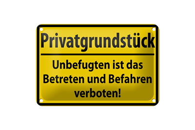 Blechschild Warnschild 18x12cm Privatgrundstück Metall Deko Schild