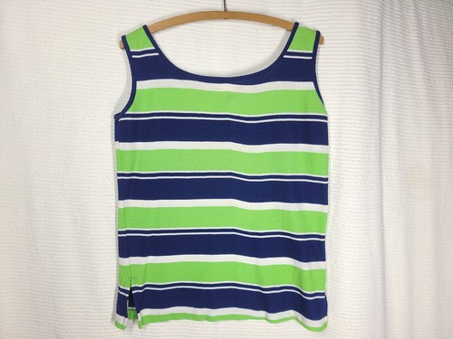Vtg 70s Stripe Tank Top Shirt Waffle Knit XL Single Stitch Retro Lime Green - Picture 11 of 11