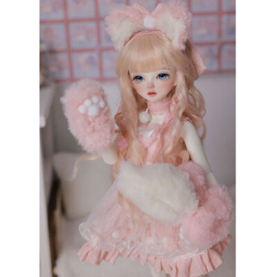 Cute Plush Cat Girl 1/4 BJD Doll Resin SD Ball Joint Eyes Makeup Full Set Gift