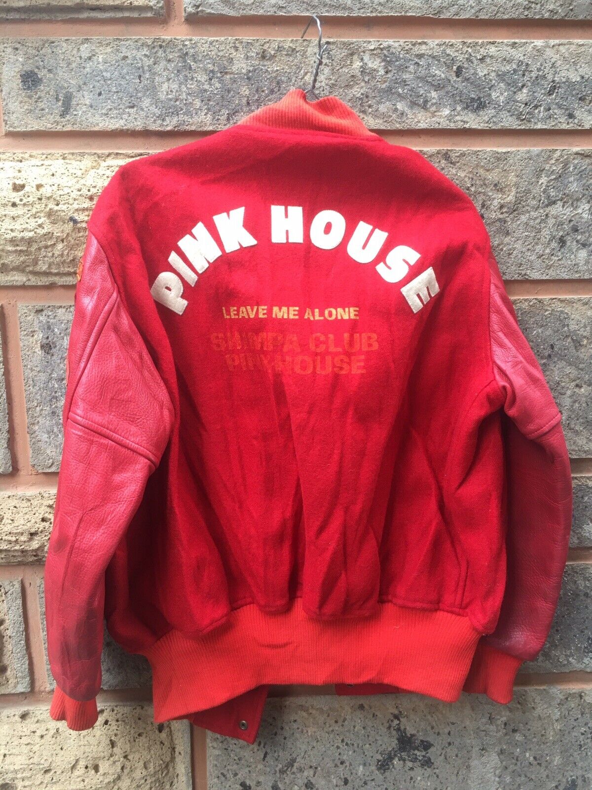 Rare Japanese Brand Pink House Red Varsity Big Pa… - image 2