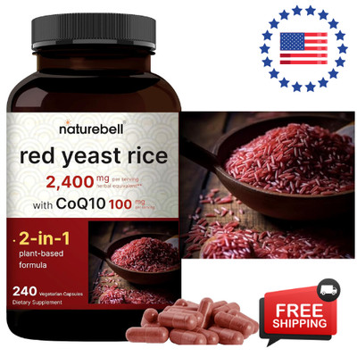 Red Yeast Rice 2,400mg with CoQ10 100mg | 240 Veggie Capsules (1,200mg Per Capsu