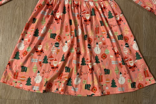 New Boutique Girls Size 6 Pink Holiday Dress With Adorable Christmas Print - Picture 5 of 7
