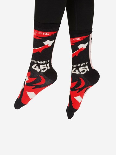 Fahrenheit 451 Unisex Crew-Socken kleine Größe 9-11 vergriffen brennen Mode neu - Bild 1 von 3
