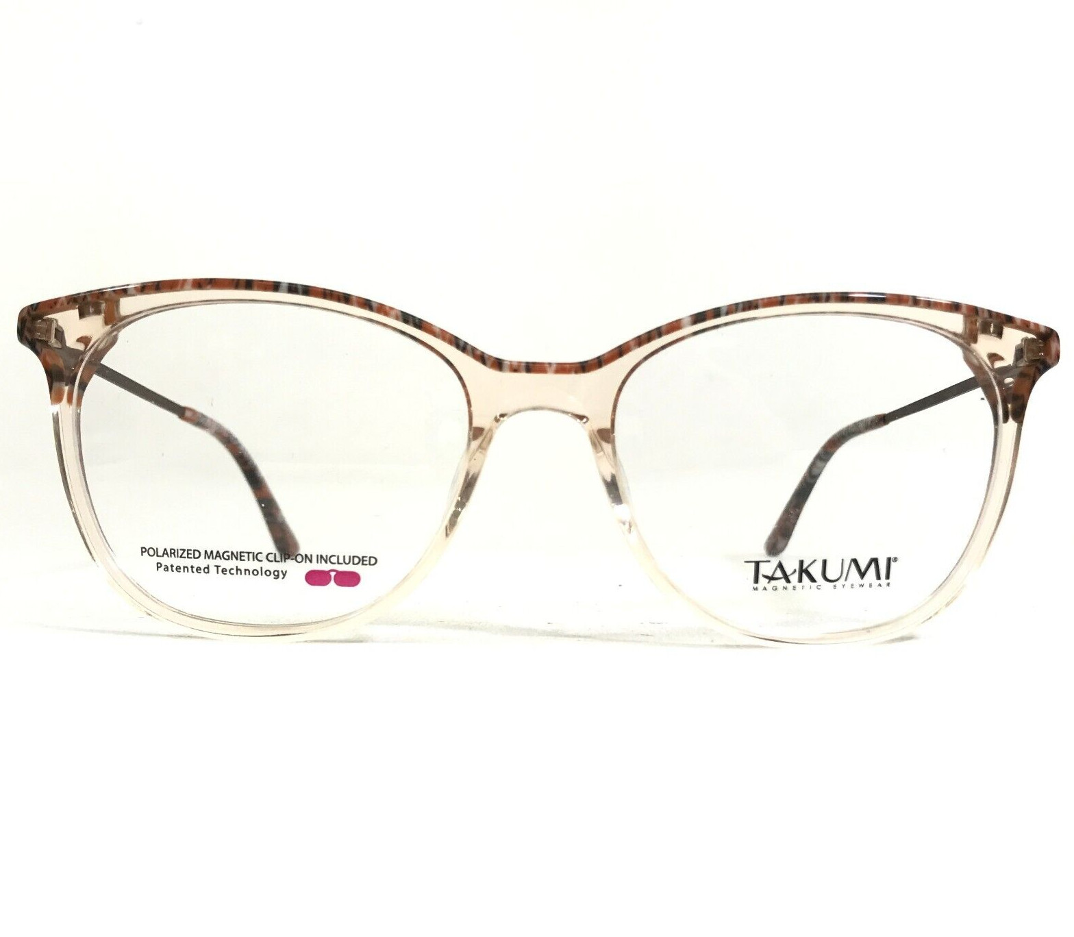 Оправа для очков Takumi TK1121 10 Коричневая роговая Прозрачная круглая Кошачий глаз 52-17-140 15890₽