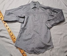 Arrow Mens Shirt Size 15 32/33 Gray Sateen Classic Fit Wrinkle Free Button Top