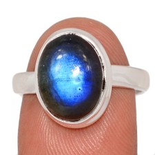 Natural Labradorite - Madagascar 925 Sterling Silver Ring Jewelry s.9 CR70057