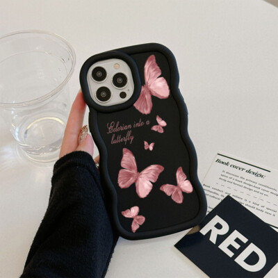 For Various Phone Cute Wave Fashion Butterfly Back Case Cover Women Girls Pretty