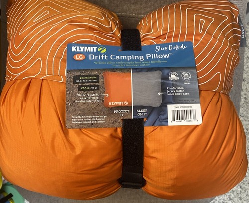KLYMIT Drift Camping Travel Pillow Shredded Memory Foam- Brand New( Large)