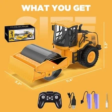 7-Channel Remote Control Road Roller Toy, [2025 Upgraded] 1:18 Scale Constructio