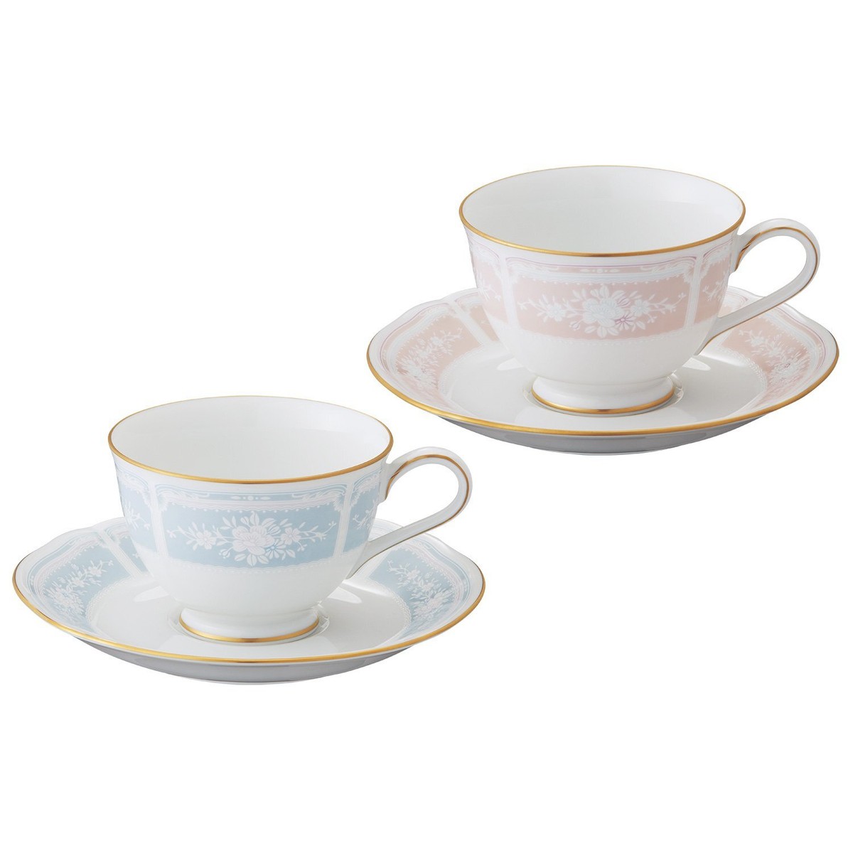 朝鮮の盃② Noritake Cup & Saucer Pair Set 220cc Fine Porcelain Tableware Blue