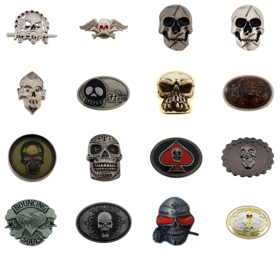 Calavera Esqueleto Antiguo Vintage Metal Hombre Hebilla Cinturón Halloween Mujer Disfraz Foto 4 de 4