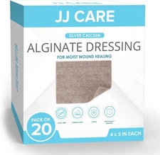 Silver Calcium Alginate Wound Dressing (Pack of 20) 4X5, Silver Alginate Wound D