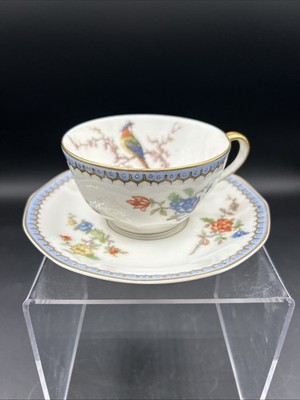 Haviland Limoges Paradise Tea Cup & Saucer Set Mug Plate Dish Chambord w/ Bird