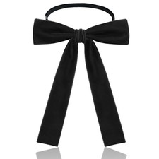 Western Bow Ties for Men Women, Black Colonel Velvet Ribbon String Black Skinny