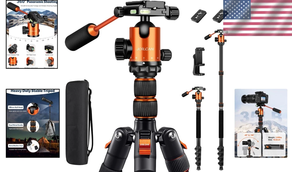 Versatile 83" Adjustable Tripod – Supports 35lbs, Perfect for Travel & Hiking - Image 2 of 4