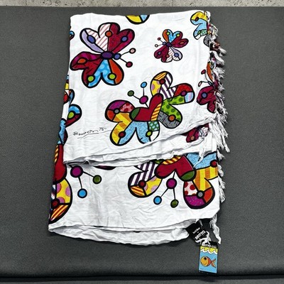 Romero Britto  Multicolor ColorBlock Butterfly Heart 100% Visoce Scarf - 62 x44 
