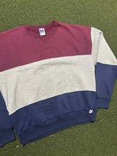 Vintage Russell Athletic Sweatshirt Crewneck Made In USA Color Block 90s Size L
