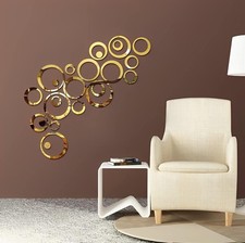 24 PCS Gold Acrylic Circle Mirror Stickers - 6 Sizes, DIY Wall Decor for