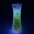 Vintage Fenton Burmese Glads Hand Painted Vase P. Lauderman Early 1980’s GLOWS!