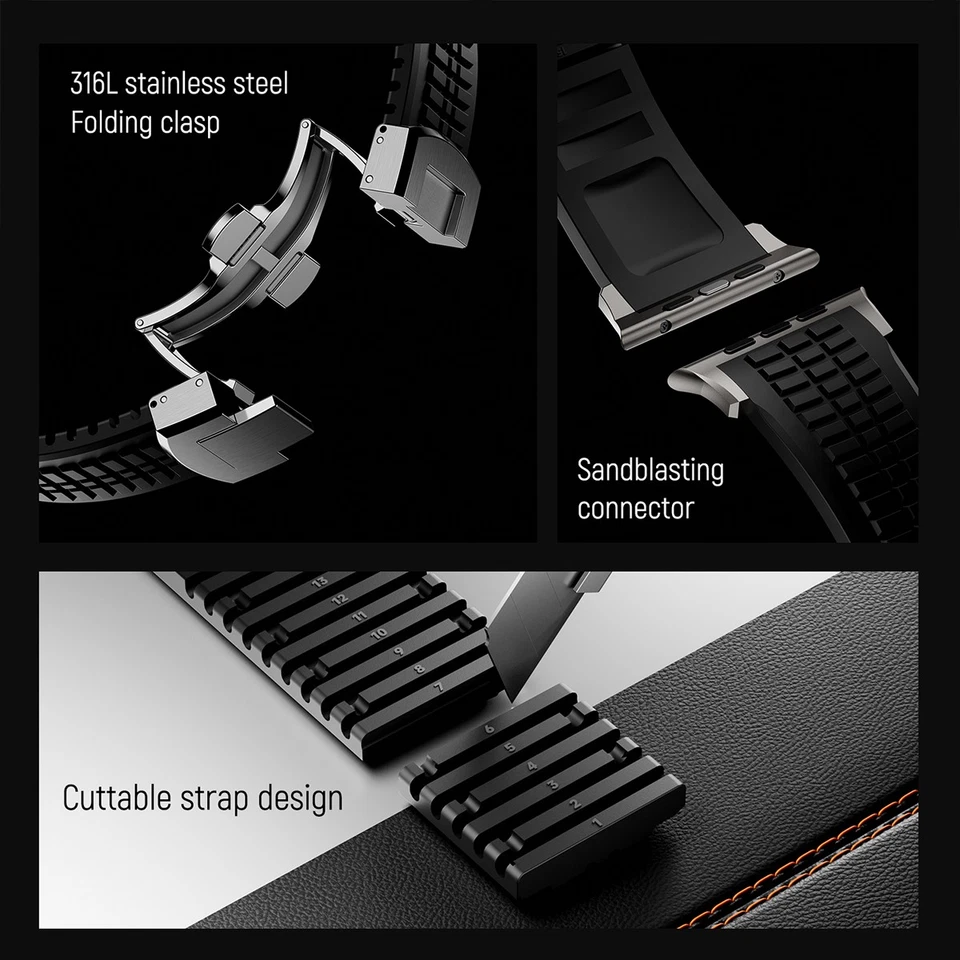 Luxury Rubber Band for Apple Watch 49mm Iwatch Ultra3 SE 11 10 9 8 7 Sport Strap - Image 3 of 4