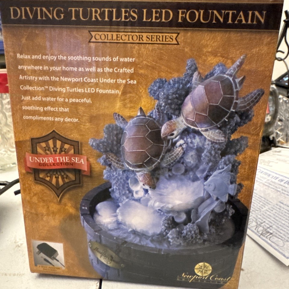 Newport Coast Collection Diving Turtles LED Fountain Dual Power with 3v ...