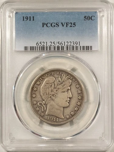 1911 BARBER HALF DOLLAR – PCGS VF-25