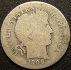 1908-D Barber Dime - Majority of the Major Details are Still Well Outlined