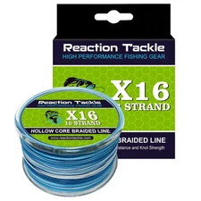 Reaction Tackle Hollow Core, 16 Strand Braided Fishing Line Blue Camo - 50LB ...