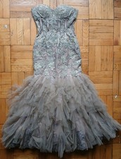 Jovani Women's Brown Embellished Dress Beaded Ruched One-Shoulder