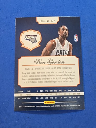 2012-13 Ben Gordon Panini Elite #172 - Picture 2 of 2