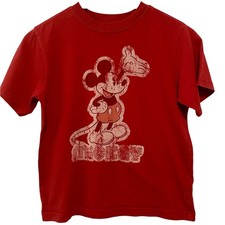 Disney Mickey Mouse Red Graphic T-Shirt Youth Size Medium 7/8 100 Cotton