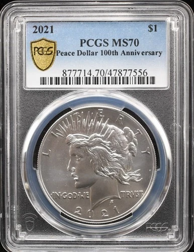 2021 Peace Dollar PCGS MS70 Peace Dollar 100th Anniversary #26MAR027