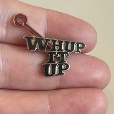 Vintage Whup It Up Western Slogan Enamel Lapel Pin Black Letters Cattle Brand