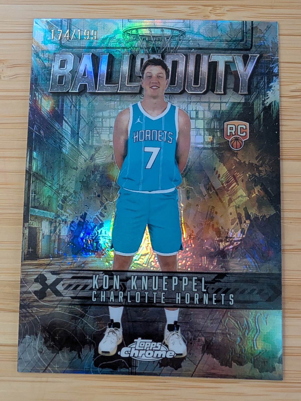 2025-26 Topps Chrome Kon Knueppel Ball Of Duty Aqua Refractor BD-23 /199 Hornets