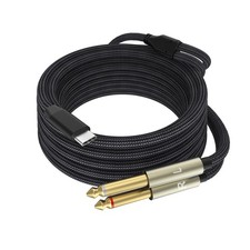 Ubramac USB C to Dual 6.35mm 1/4 inch Stereo Splitter Y Cable, 10, Black