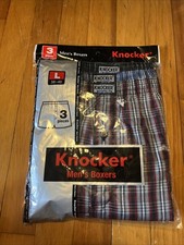 Knocker Men's Checkered Plaid Boxer Shorts LARGE 3 Pack New in Package