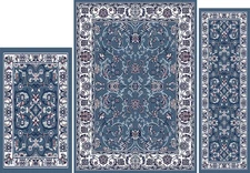 3 Pc. Set Home Dynamix Blue Bordered Synthetics Vines Leaves Area Rug 812-327