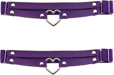 2Pcs Adjustable Heart Leg Garter Belt Elastic Thigh Garters for Women Purple