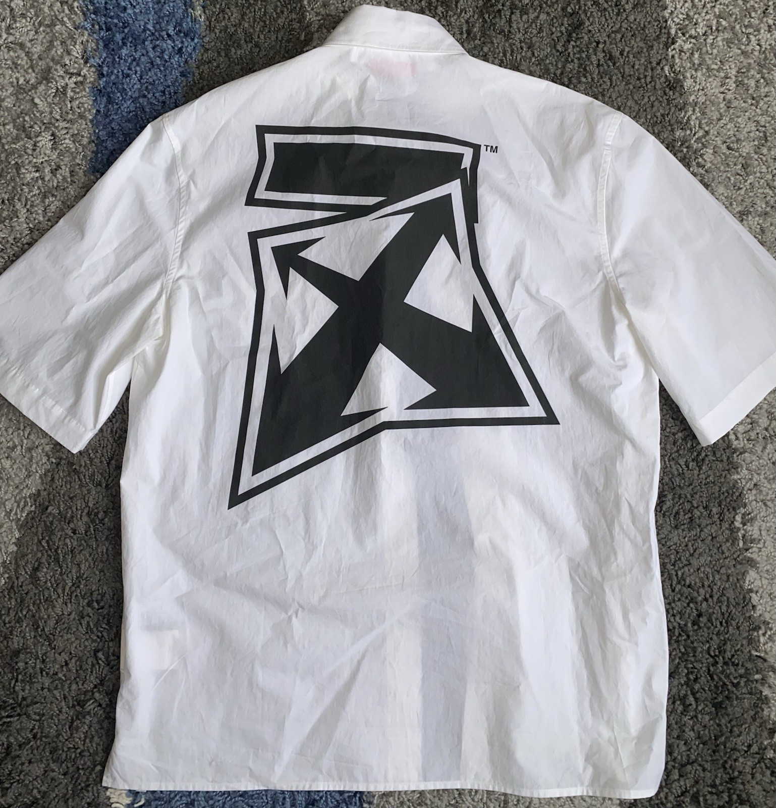 Off-White Thunder Logo Oversize Button Up Shirt S… - image 1