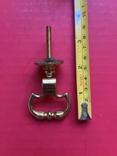 Antique Early American Solid Brass Escutcheon Drop Ring Pull Round Hardware 1B