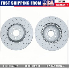 New 2x Front Vented Drilled Disc Brake Rotors For Bmw F10 F12 F13 M5 M6